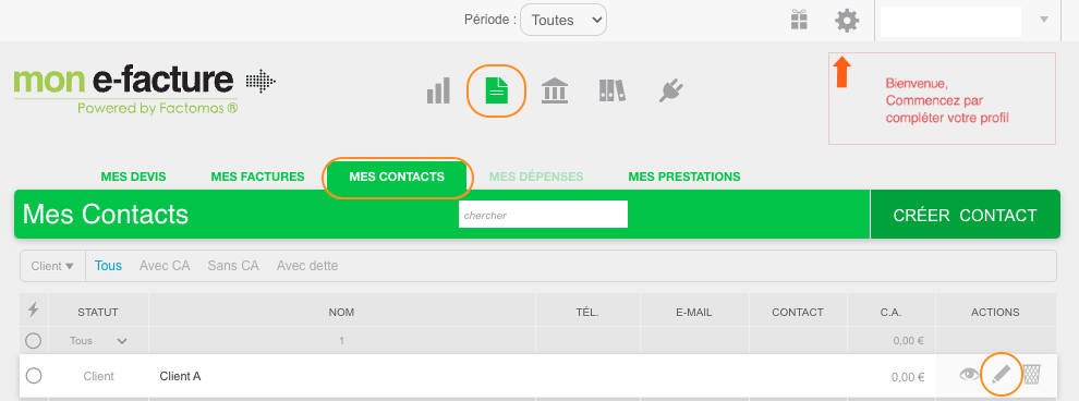 Ajouter une adresse de livraison dans mon-e-facture
